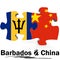 China and Barbados flags in puzzle