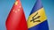 China and Barbados two flags