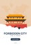 China. Beijing. Forbidden City. Time to travel. Travel poster. Vector flat illustration.