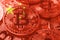 China bitcoin flag, national flag cryptocurrency concept