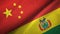 China and Bolivia two flags textile cloth, fabric texture