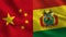China and Bolivia - Two Half Flags Together