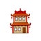 China building decorated by lanterns isolated home