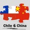 China and Chile flags in puzzle