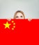 China concept with happy woman with flag Republic of China