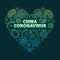 China Coronavirus Heart vector outline green illustration