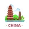 China country design template Flat cartoon style w