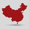 China country map made red pieces puzzle