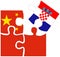 China - Croatia : puzzle shapes with flag