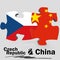 China and Czech Republic flags in puzzle