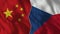 China and Czech Republic Half Flags Together
