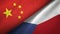 China and Czech Republic two flags textile cloth, fabric texture