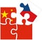 China - Czechia : puzzle shapes with flag