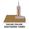 China, Dalian, Dalian , Sightseeing Tower travel landmark vector illustration