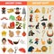 China and Egypt great civilizations color flat icons set