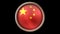 China flag button isolated on black
