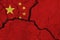 China flag on the cracked earth