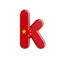 China flag letter K - Small 3d chinese font - China, Beijing or Asia concept