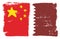 China Flag & Quatar Flag Vector Hand Painted with Rounded Brush