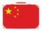 China flag on travel suitcase on white background