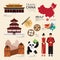 China Flat Icons Design Travel Concept.Vector