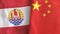 China and French Polynesia two flags textile cloth 3D rendering