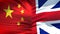 China and Great Britain flags background, diplomatic and economic relations