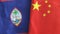 China and Guam two flags textile cloth 3D rendering