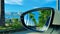 China Hainan driving rearview mirror city scenery beautiful HD real shot material