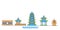 China, Hangzhou line cityscape, flat vector. Travel city landmark, oultine illustration, line world icons