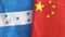 China and Honduras two flags textile cloth 3D rendering