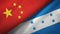 China and Honduras two flags textile cloth, fabric texture