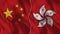 China and Hong Kong Half Flags Together