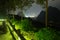 China Hotel terrace with mountains at night