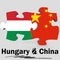 China and Hungary flags in puzzle