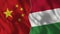 China and Hungary Half Flags Together