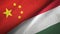 China and Hungary two flags textile cloth, fabric texture