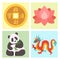 China icons east ancient famous oriental culture chinese traditional symbols vector illustration