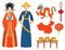 China icons east ancient famous oriental culture chinese traditional symbols vector illustration