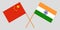 China and India. Chinese and Indian flags. Official colors. Correct proportion. Vector