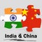 China and India flags in puzzle