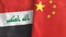 China and Iraq two flags textile cloth 3D rendering