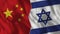 China and Israel Half Flags Together