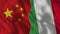 China and Italy Half Flags Together