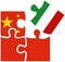 China - Italy : puzzle shapes with flags