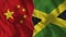 China and Jamaica Half Flags Together