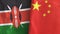 China and Kenya two flags textile cloth 3D rendering