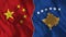 China and Kosovo Half Flags Together