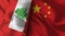China and Lebanon Realistic Flag â€“ Fabric Texture Illustration