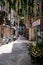 China, Macao, traditional buildings street with flower shop